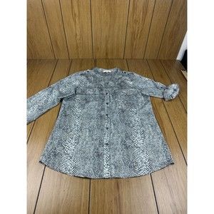 Calvin Klein Snake Print Button-Down Blouse with Pockets‎ Size S